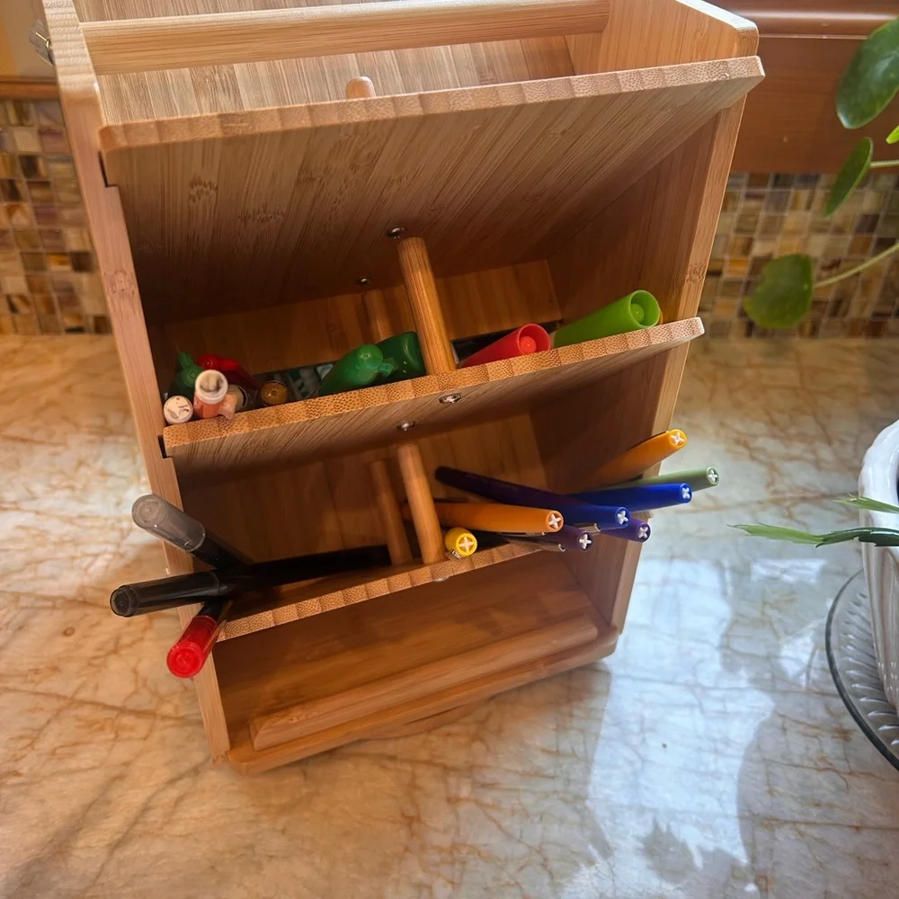Bamboo rotating Desk Organizer
